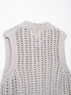 Sleeveless Side LaceThick Needle Cardigan Top