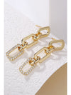 Gold Chain Link Rhinestone Decor Plate Stud Earrings