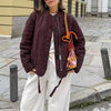 Women Clothing Autumn Winter round Neck Long Sleeve Loose Warm Cotton Clothing Cotton Coat Jacket Coat