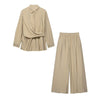 Gold Button Shirt & Stretch Waist Wide Leg Pants