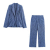 Denim Flower Lace Blazer & Cropped Pants