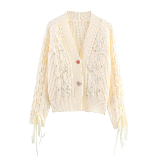 Rope Beaded Knitted Cardigan