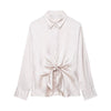 Autumn Bow Tie Texture Drape Shirt