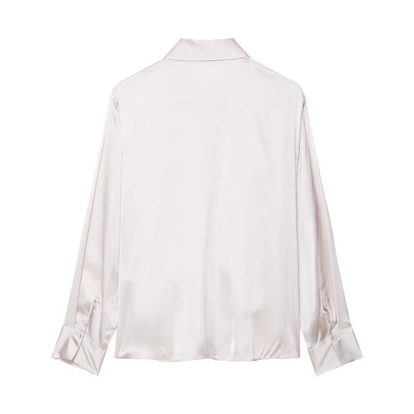 Autumn Bow Tie Texture Drape Shirt