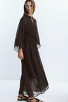Fall Belted Mesh Dress