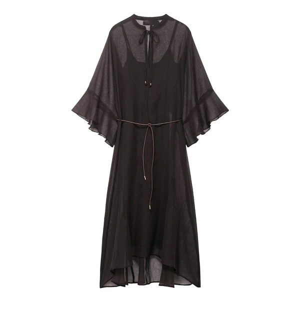 Fall Belted Mesh Dress