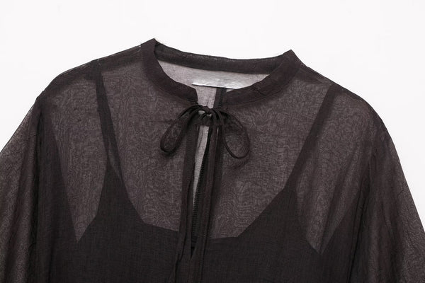 Fall Belted Mesh Dress