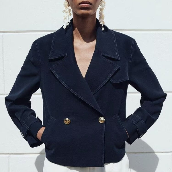 Simple Double Breasted Short Coat