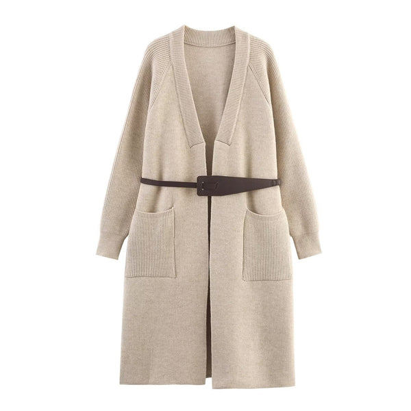 Casual Loose Belt Knitted Coat