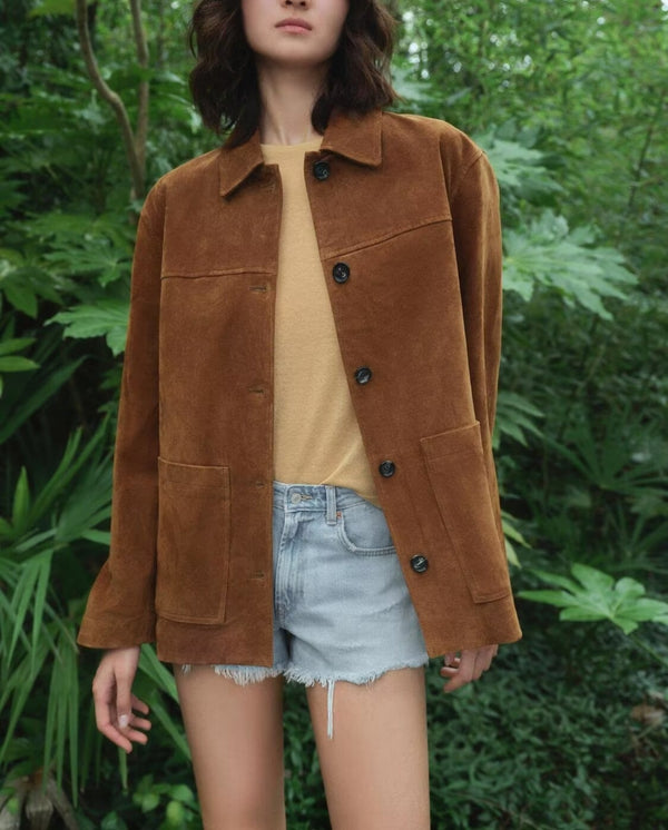 Suede Pocket Casual Coat