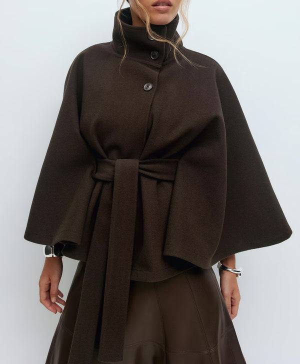 Tied Wool Cape Coat