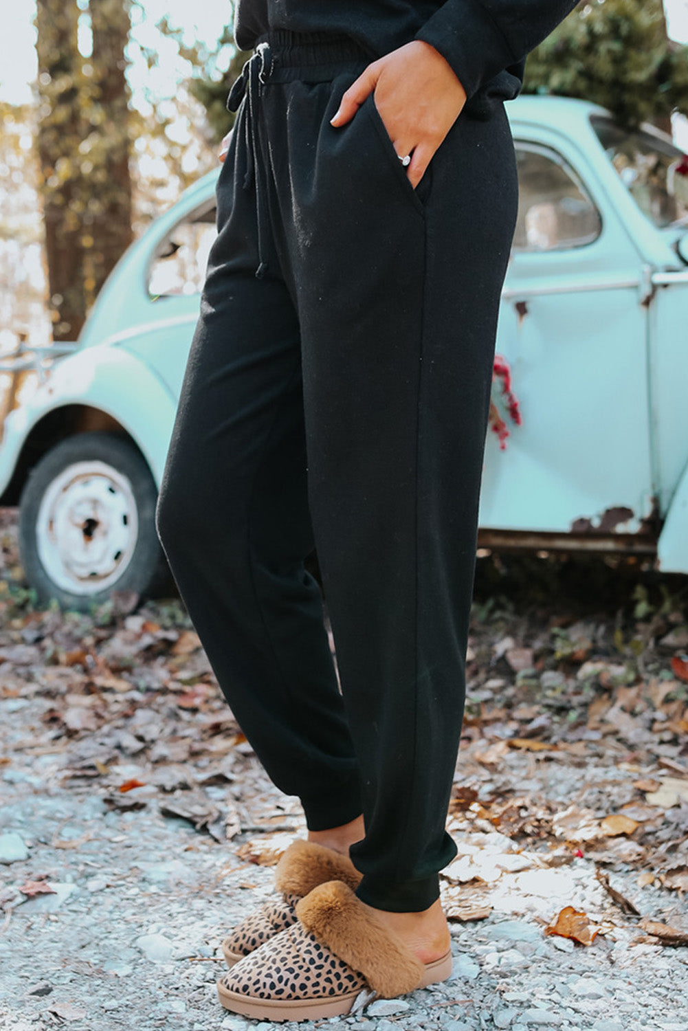 Black Long Sleeve Pullover & Jogger Pants Loungewear Set