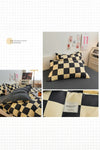 Beige 4Pcs Plaid Print Cotton Bed Set