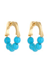 Gold Vintage Turquoise Beaded Hoop Earrings