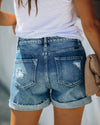 High Waist Curl Denim Shorts