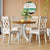 TOPMAX Mid-Century Solid Wood 5-Piece Round Dining Table Set, Kitchen Table Set with Upholstered Chairs for Small Places, Walnut Table+Beige Chair (old sku:SH000226AAD)
