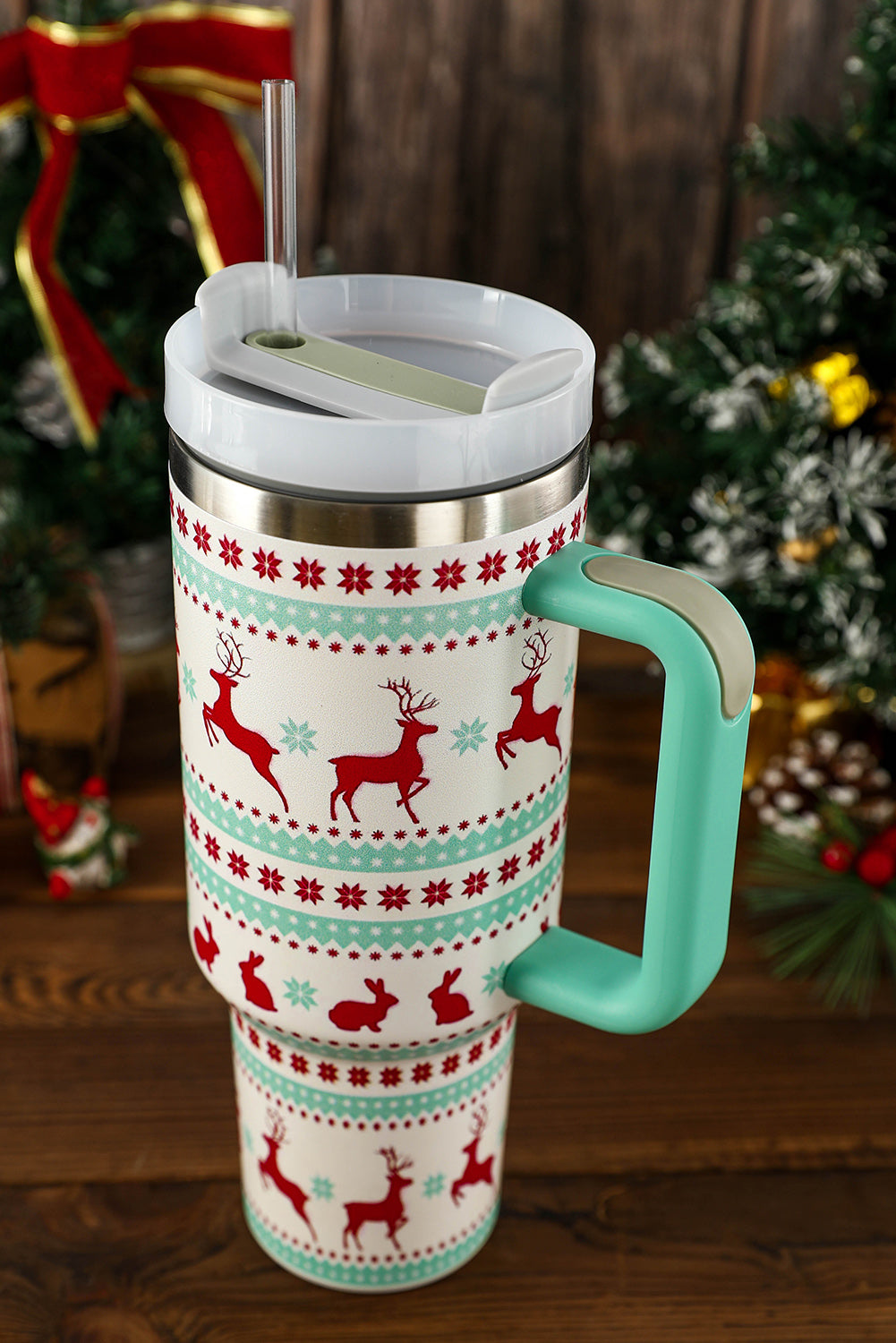 Blue Christmas Pattern Stainless Steel Tumbler