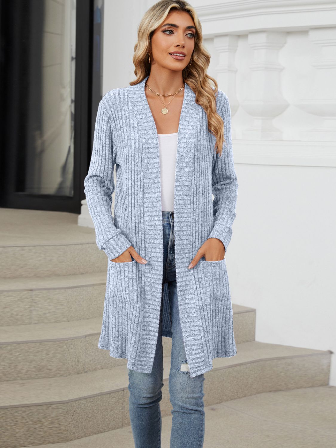 Open Front Long Sleeve Cardigan