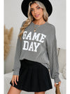 Bluing Corded GAME DAY Graphic Long Sleeve Top