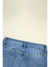 Dusk Blue Pearl Decor High Waist Flared Jeans