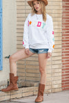 White Glitter Howdy Patch Casual Star Sweatshirt