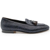 Calfskin Woven Tassel Loafer, Navy