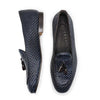 Calfskin Woven Tassel Loafer, Navy