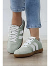 Beau Blue Striped Lace Up Flat Sneakers