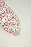 Blue Floral Print Lace Detail Puff Sleeve Shirt
