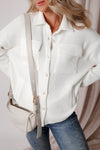 Apricot Plain Rib Textured Pocket Button Jacket