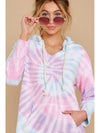 Drawstring Tie-Dye Long Sleeve Hoodie - Cocoa Yacht Club