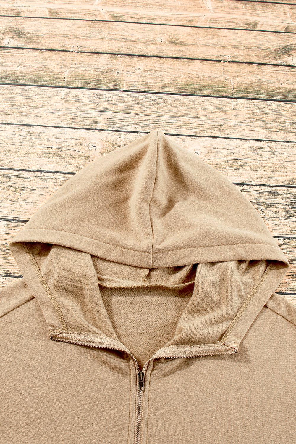 Smoke Green Half Zipper Kangaroo Pockets Drop Shoulder Hoodie