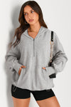 Bonbon Kangaroo Pocket Half Zipper Oversized Hoodie