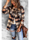 Brown Plaid Button Up Long Sleeve Flannel Shacket