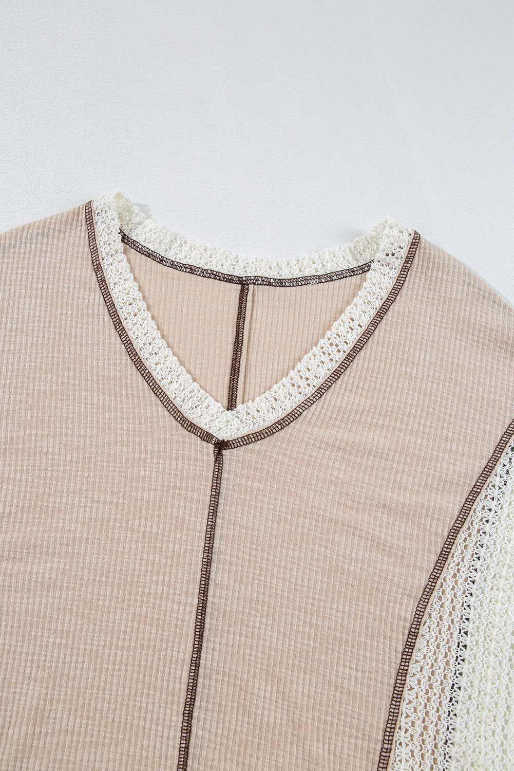 Parchment Crochet Patchwork Exposed Seam Loose Top