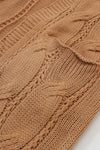 Apricot Ribbed Trim Hollow Knit Side Slits Cardigan