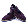 Sueded Goatskin & Crocodile Tassel Loafer, Bordeaux