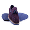 Sueded Goatskin & Crocodile Tassel Loafer, Bordeaux