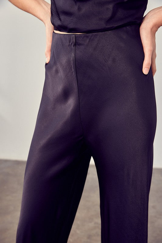 SATIN FLARED PANTS