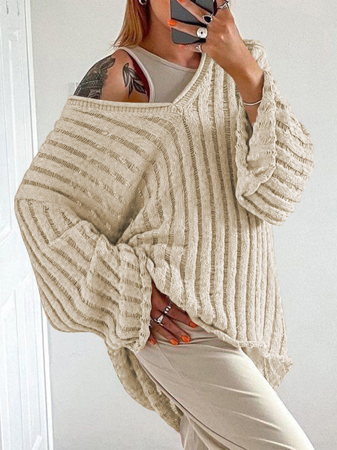 V-Neck Long Sleeve Sweater