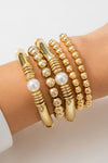 Gold 5Pcs Minimalist Pearl Bracelet Set