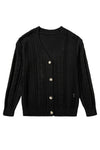 Black Hollow Knit Drop Shoulder Cardigan