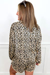 Brown Leopard Print Contrast Trim Two Piece Shorts Set