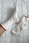 White Frill Heart Pattern Cotton Socks