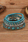 Silvery Boho Turquoise Beaded Bracelet Set
