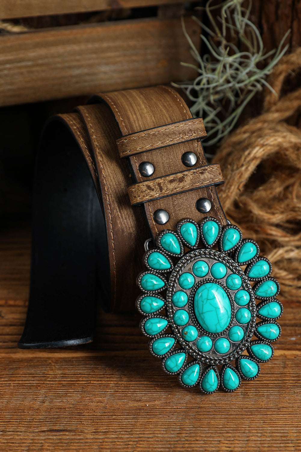 Light Blue Boho Turquoise Decor Wide Belt