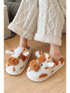 Coffee Plush Cartoon Cow Thermal Home Slippers