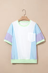 White Colorblock Patchwork Oversized T Shirt