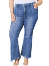 Blue Plus Size Exposed Seam High Waist Flare Jeans