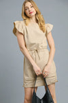 Umgee Luxeknit Ruffle Sleeve Drawstring Mini Dress
